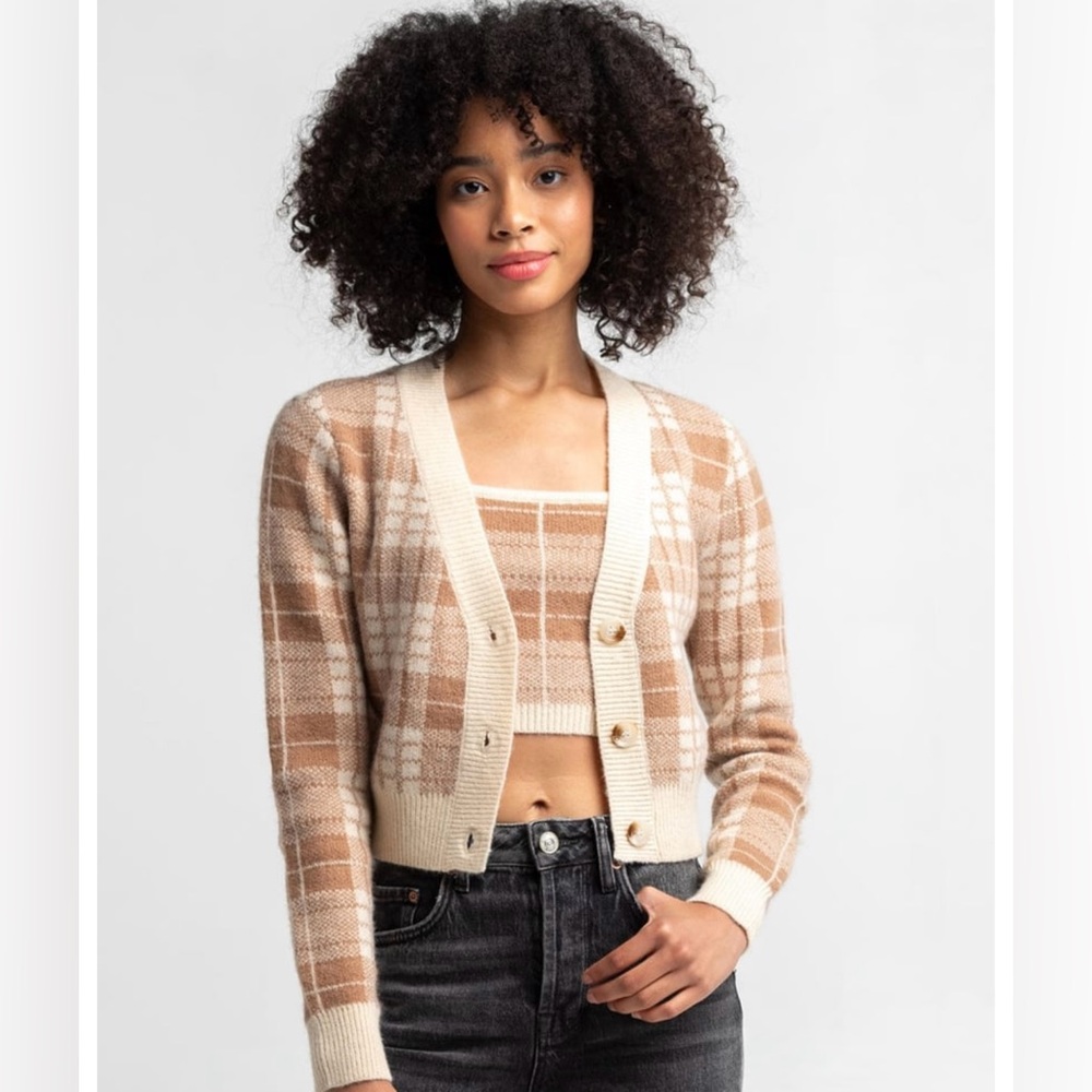 NWT FULL TILT Plaid cardigan Set